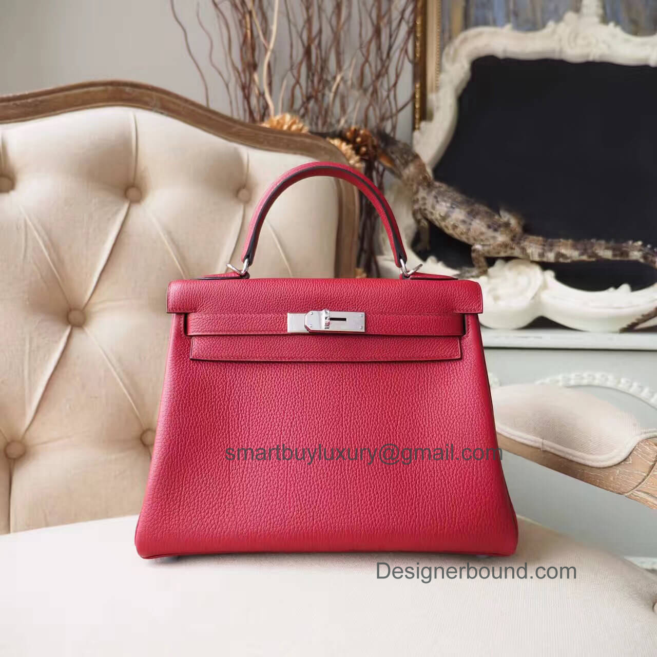Hermes Kelly 28 Bag in k1 Rouge Grenade Togo PHW